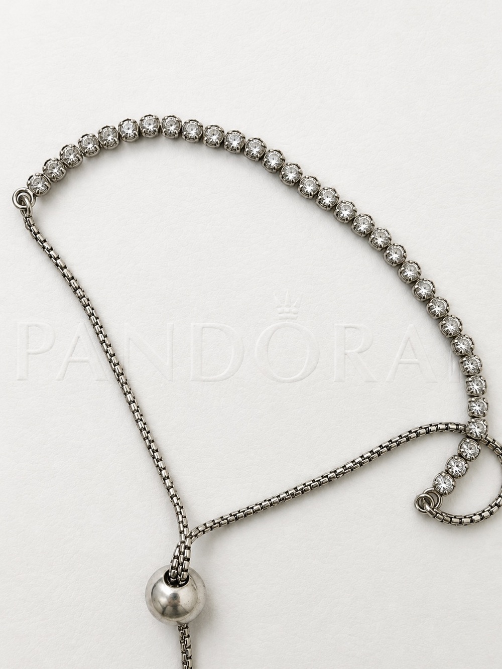 Pandora Silver Sparkling Tennis Bracelet Adjustable Slider